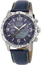 ETT Eco Tech Time Professional Blå/Læder Ø43 mm EGT-11574-31L
